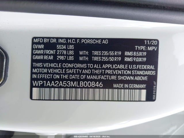 WP1AA2A53MLB00846 Porsche Macan