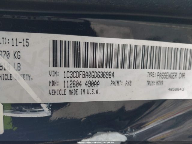 1C3CDFBA0GD636984 Dodge DART SXT