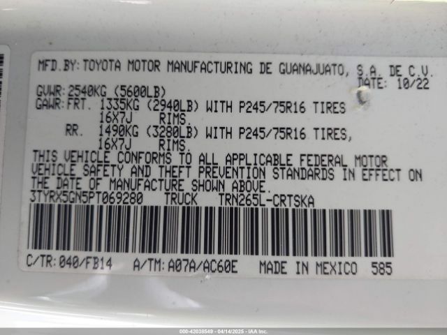3TYRX5GN5PT069280 Toyota Tacoma Sr