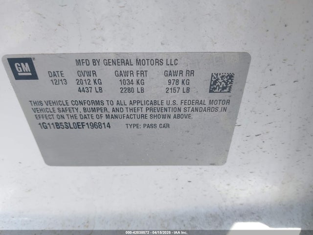 1G11B5SL0EF196814 Chevrolet Malibu 1ls
