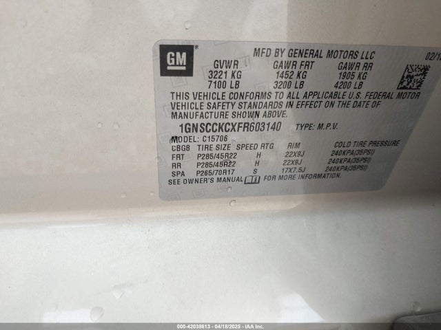 1GNSCCKCXFR603140 Chevrolet Tahoe Ltz