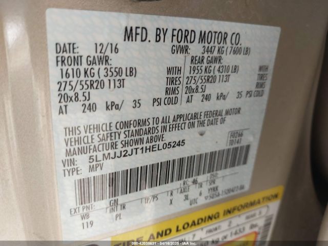 5LMJJ2JT1HEL05245 Lincoln Navigator Select