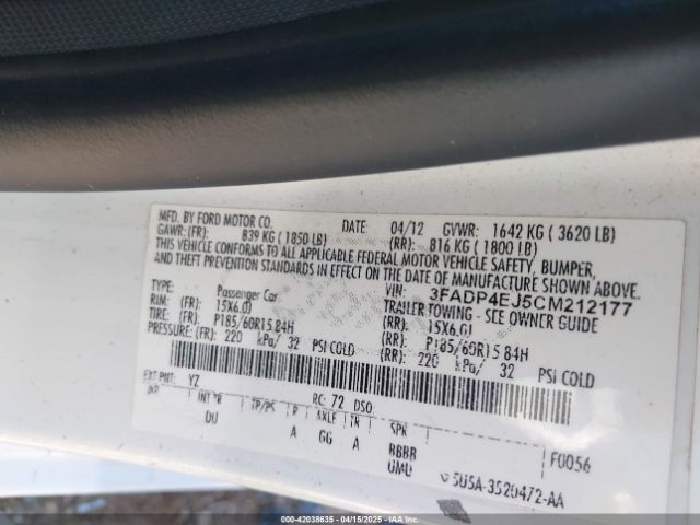 2012 FORD FIESTA 3FADP4EJ5CM212177 Photo 8