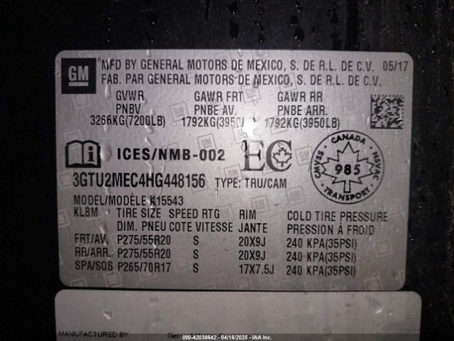 3GTU2MEC4HG448156 GMC Sierra 1500 Sle