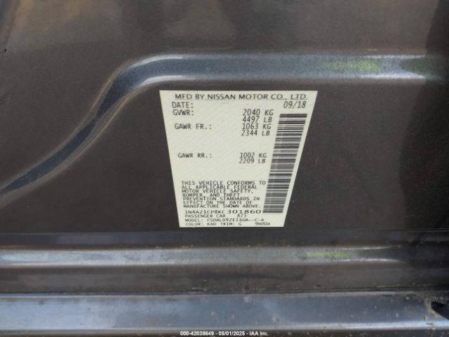 2019 NISSAN LEAF 1N4AZ1CP8KC301860 Photo 8