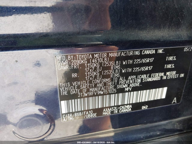 Toyota Rav4 Xle 2021 2T3W1RFV1MW151025 Image 9