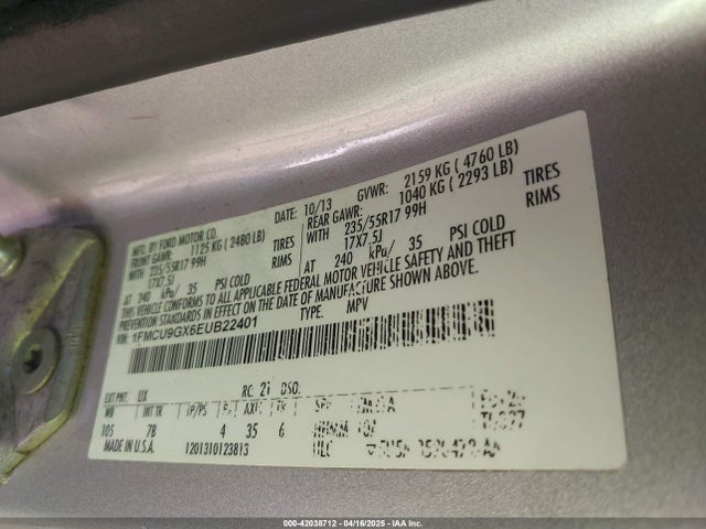 1FMCU9GX6EUB22401 Ford ESCAPE SE