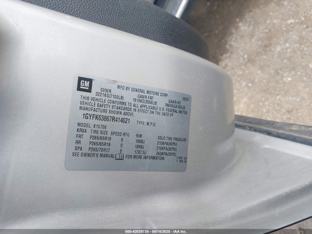 2007 CADILLAC ESCALADE 1GYFK63867R414621 Photo 8