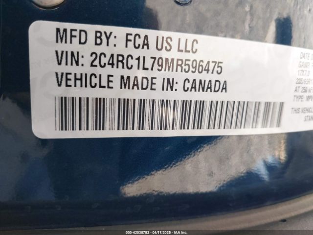 2C4RC1L79MR596475 Chrysler Pacifica Hybrid Touring L