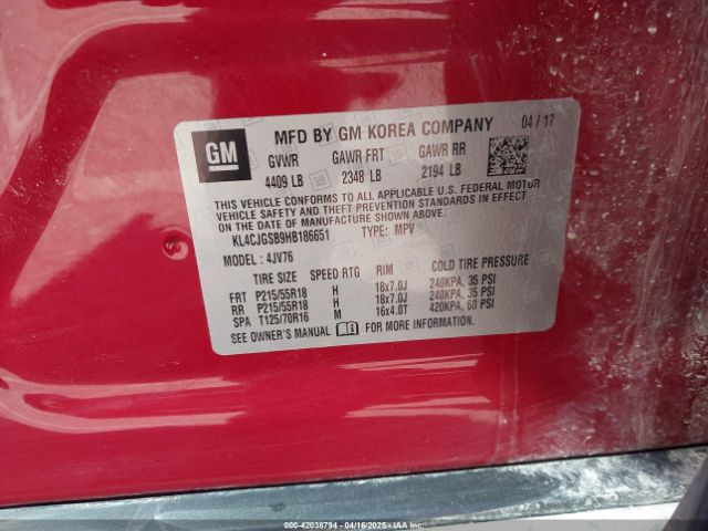 KL4CJGSB9HB186651 Buick Encore Essence