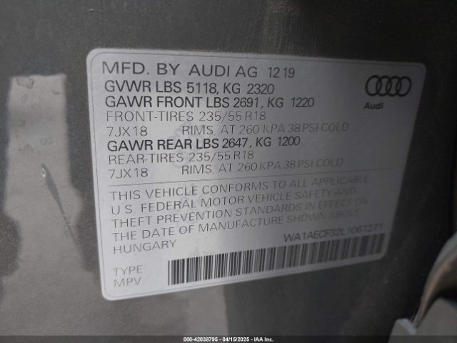 WA1AECF32L1061271 Audi Q3 Premium 45 Tfsi Quattro Tiptronic