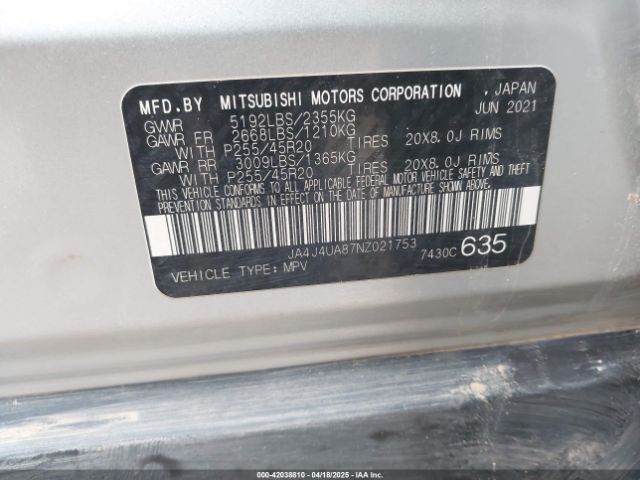 2022 MITSUBISHI OUTLANDER JA4J4UA87NZ021753 Photo 8