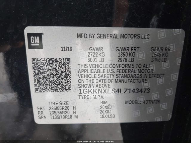 1GKKNXLS4LZ143473 GMC Acadia Awd Denali