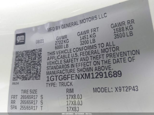 1GTG6FENXM1291689 GMC Canyon 4wd  Short Box At4 - Leather