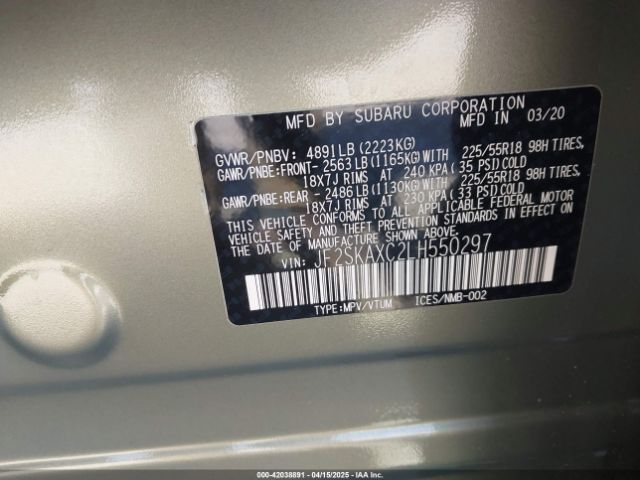 JF2SKAXC2LH550297 Subaru Forester Touring