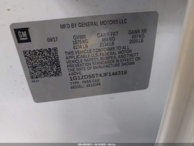 1G1ZD5ST4JF144318 Chevrolet MALIBU LT