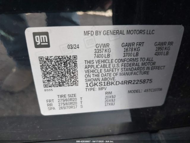 1GKS1BKD4RR225875 GMC Yukon 2wd Slt