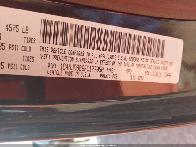 1C4NJDBB6FD177050 Jeep Compass Altitude Edition