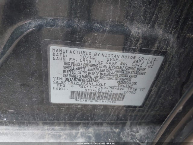 3N1AB7AP0HL647485 Nissan SENTRA SV