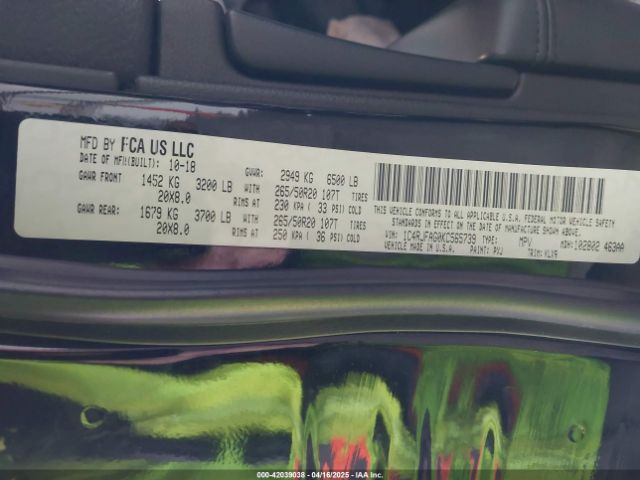 2019 JEEP GRAND CHEROKEE 1C4RJFAG0KC565739 Photo 8