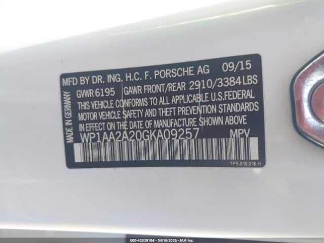 WP1AA2A20GKA09257 Porsche Cayenne