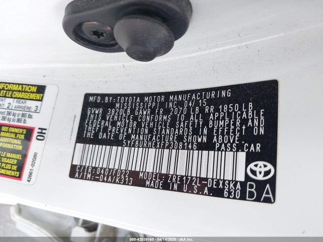 5YFBURHEXFP308146 Toyota Corolla S Plus