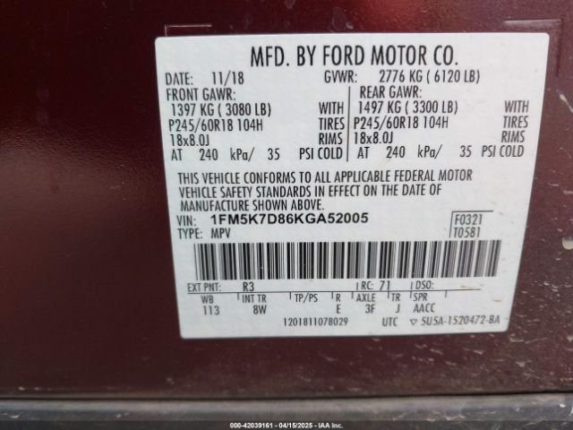 2019 FORD EXPLORER 1FM5K7D86KGA52005 Photo 8