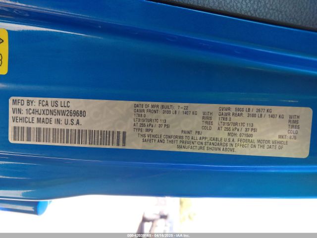 2022 JEEP WRANGLER 1C4HJXDN5NW269680 Photo 8