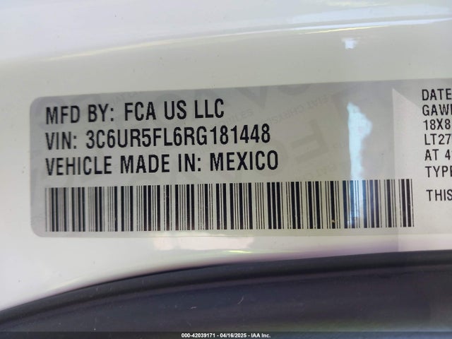 3C6UR5FL6RG181448 RAM 2500 Laramie  4x4 6'4 Box
