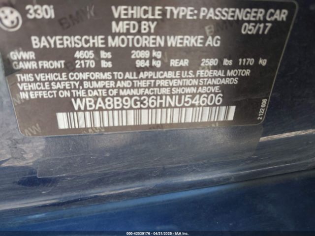 WBA8B9G36HNU54606 BMW 330I