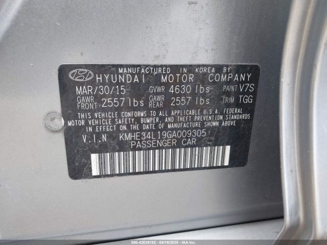 KMHE34L19GA009305 Hyundai Sonata Hybrid Limited