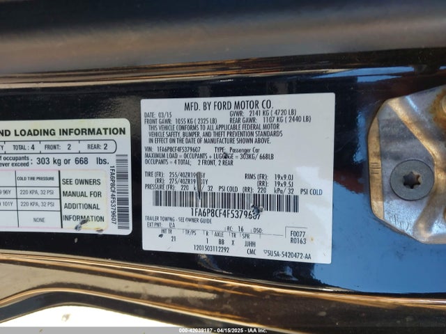 1FA6P8CF4F5379607 Ford MUSTANG GT