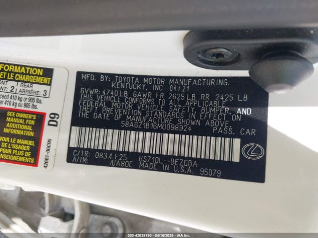 58AGZ1B16MU098924 Lexus Es 350 F Sport