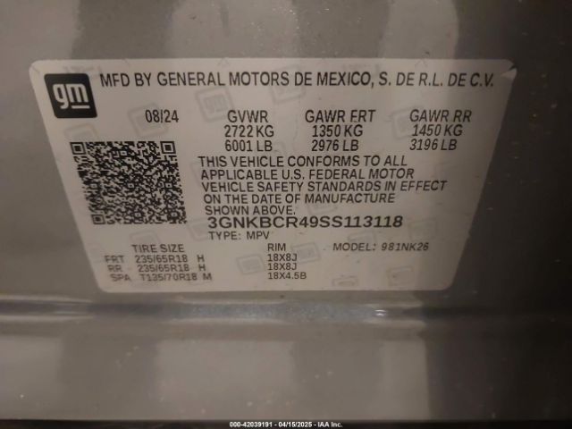 3GNKBCR49SS113118 Chevrolet Blazer Fwd 2lt
