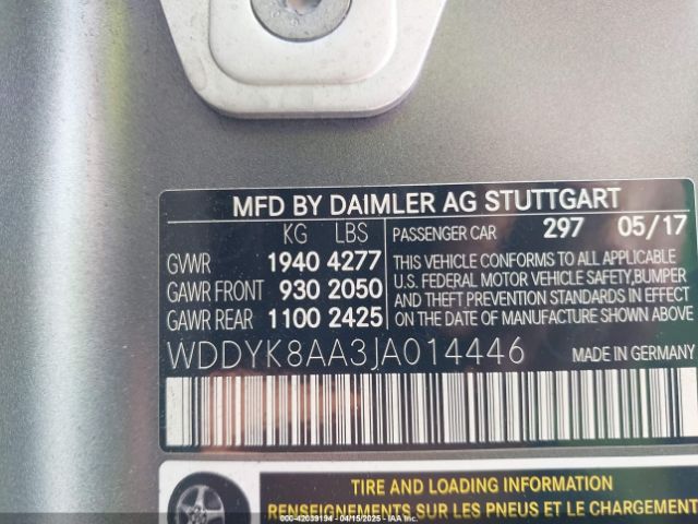 WDDYK8AA3JA014446 Mercedes-Benz m178