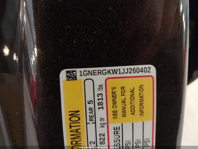 1GNERGKW1JJ260402 Chevrolet Traverse 1lt
