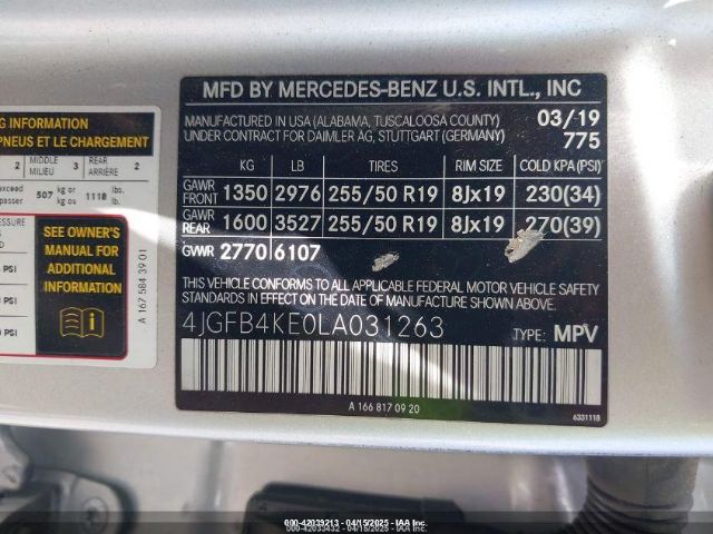 4JGFB4KE0LA031263 Mercedes-Benz Gle 350 4matic