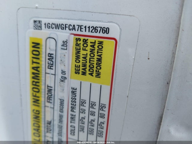 Chevrolet Express 2500 Work Van 2014 1GCWGFCA7E1126760 Image 9
