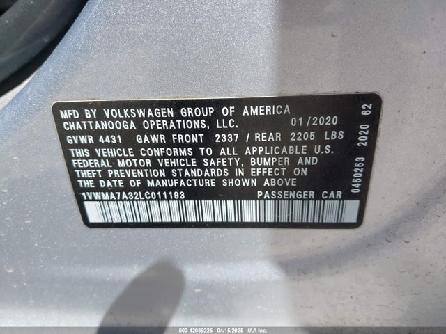 Volkswagen Passat 2020 1VWMA7A32LC011193 Image 9