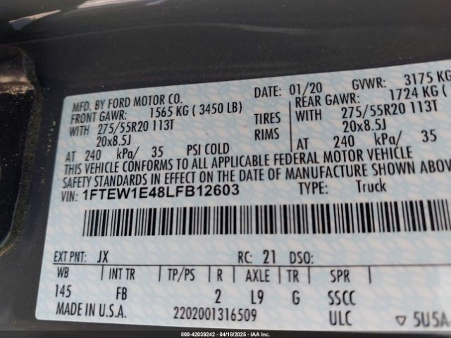 1FTEW1E48LFB12603 Ford F-150 Xlt