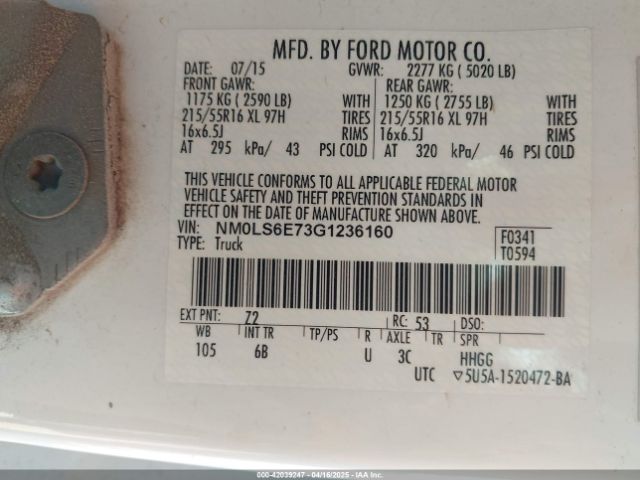 NM0LS6E73G1236160 Ford Transit Connect Xl