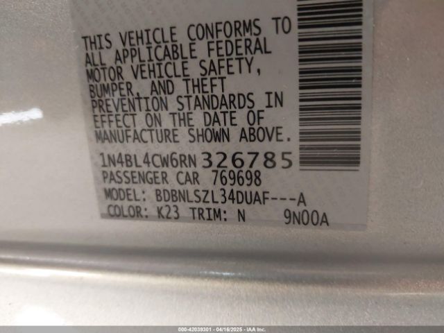 1N4BL4CW6RN326785 Nissan Altima Sr Intelligent Awd
