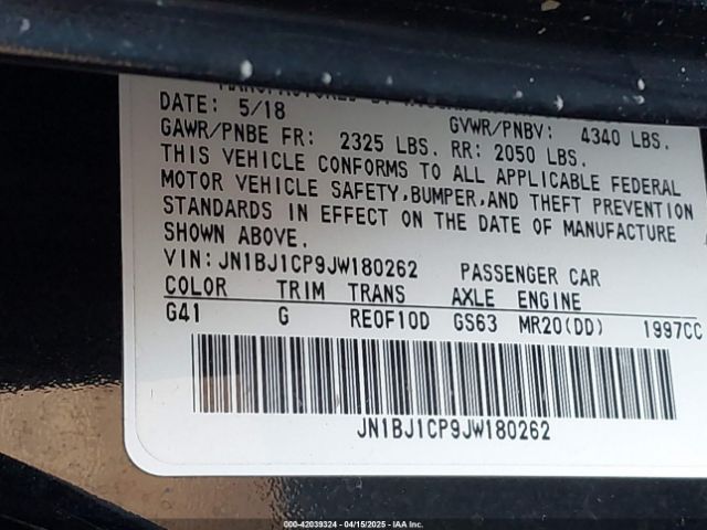 JN1BJ1CP9JW180262 Nissan Rogue Sport S