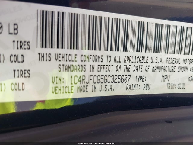 1C4RJFCG5GC325607 Jeep Grand Cherokee Overland
