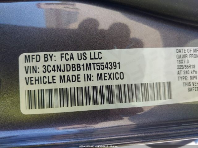 3C4NJDBB1MT554391 Jeep Compass Altitude 4x4