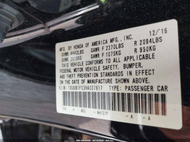 19UUB1F53HA007617 Acura Tlx Technology Package