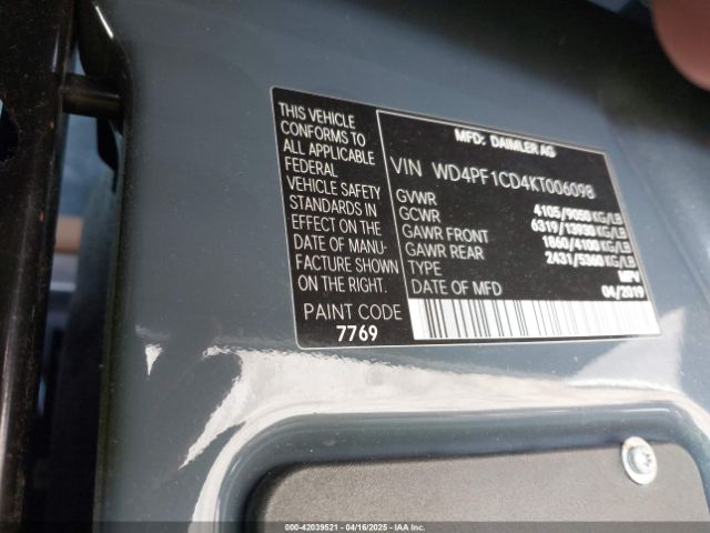 WD4PF1CD4KT006098 Mercedes-Benz Sprinter 2500 High Roof V6