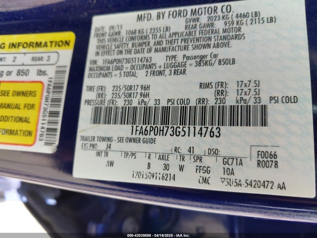 Ford Fusion 2016 1FA6P0H73G5114763 Image 9