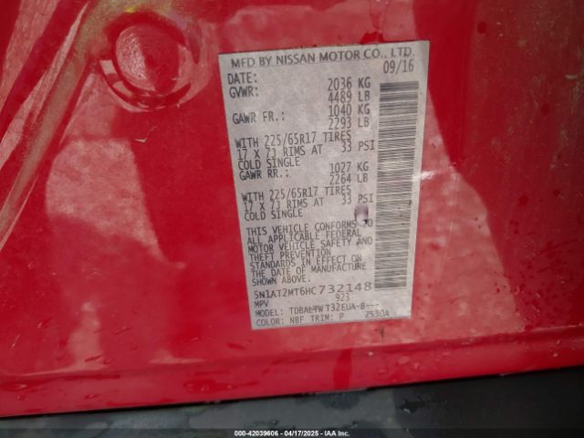 2017 NISSAN ROGUE 5N1AT2MT6HC732148 Photo 8