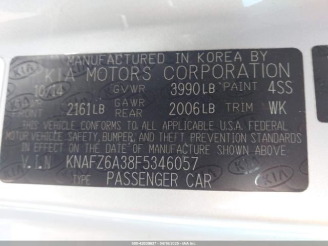 KNAFZ6A38F5346057 KIA Forte Koup Sx